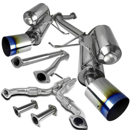 Overtime Dual Catback Exhaust System Burnt Tip for 03 to 07 Infiniti G35, 11 x 30 x 44 in. OV1187814