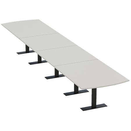 Skutchi Designs 18ft Conference Table W/ Power Unit | 18 Person Modular Arc Rectangle Meeting Table | Harmony Series HAR-AREC-48X216-T.BK-U779-NA