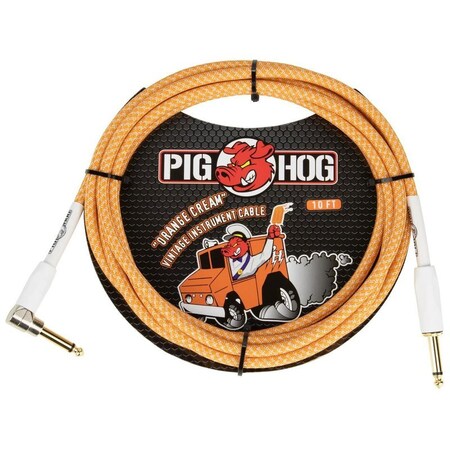 Pig Hog ''Orange CrA''me 2.0-in Instrument Cable, 10-Feet Right Angle PCH102OCR