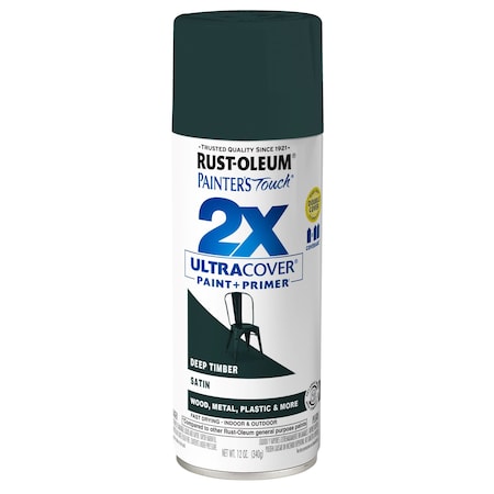 Rust-Oleum Painter's Touch 2X Ultra Cover Spray Paint, Deep Timber, Satin, 12 Oz 393570