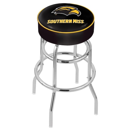 Holland Bar Stool Co 30" Southern Miss Cushion Seat, 2-Ring Chrome Swivel Bar Stool L7C130SouMis