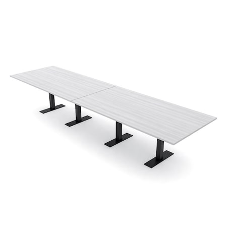 Skutchi Designs 14ft Rectangular Conference Table With Power | Harmony Series | 14 Person Meeting Room Table HAR-REC-48x168-T.BK-WA7976-NA