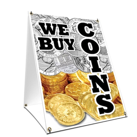 Signmission We Buy Coins Vertical, 36 Inch x 24 Inch A-frame Yard Sign, Plastic Sign SBC-2436-We Buy Coins Vertical