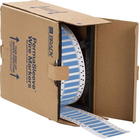 Brady PermaSleeve HX Heat Shrink Double Sided Wire Marking Sleeves, 0.25 in. x 2 in. W, Blue, Roll of 500 2HX-250-2-BL-S