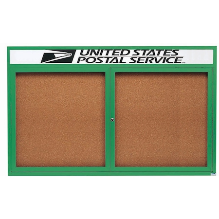 Aarco Illuminated Enclosed Bulletin Board w/ Header Green Powder Coated Al Frame, 36''Hx60''W DCC3660RHIG