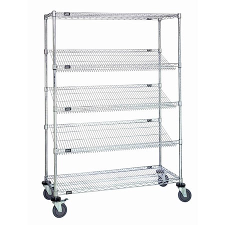 Quantum Storage Systems WIRE SLANTED SHELF UNIT 5 SHELVES MOBILE M2436SL6C
