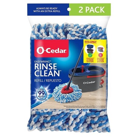 O-Cedar EasyWring RinseClean Spin Mop Refill, Microfiber, Blue/White 172092