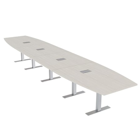 Skutchi Designs 18ft Boat Conference Table With Power | Harmony Series | 18 Person Meeting Room Table HAR-BOT-48X216-T-K458-ESIL