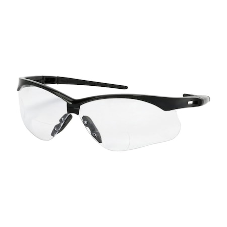 Bouton Optical Semi-Rimless Safety Readers, Black Frame, Clear Lens and Anti-Scratch/Anti-Fog Coating, +2.00 Diopter 250-AN-11120