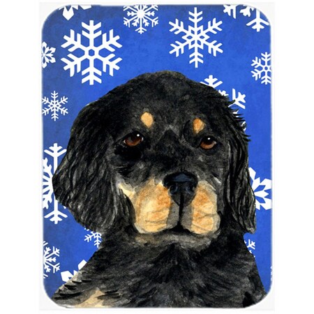 Carolines Treasures Gordon Setter Winter Snowflakes Holiday- Glass Cutting Board - Large SS4653LCB
