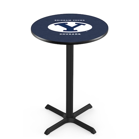 Holland Bar Stool Co 36" Blk Wrinkle Brigham Young Pub Table, 36" dia. Top L211B3636BrigYn