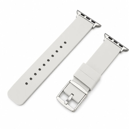 Elegani Replacement Rubber Watch Replacement Band Compatible with Apple Watch 40mm, Gray, Silver Buckle OMGSWT-GRY-40