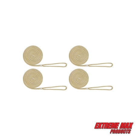 Extreme Max Extreme Max 3006.3019 BoatTector Double Braid Nylon Dock Line Value 4-Pack-3/8" x 15', White & Gold 3006.3019