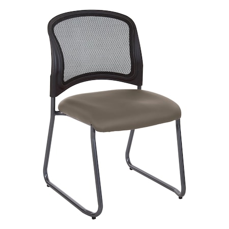 Office Star ProGrid Titanium & Black Visitors Chair, Sled Base, Dillon Grey 86725R-R103