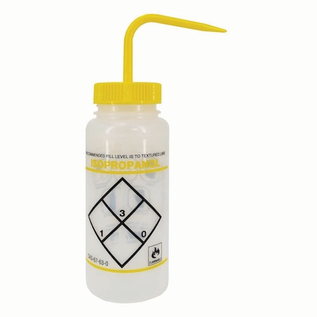 Jorgensen Laboratories Safety Labeled Wash Bottles, "Isopropanol", Labeled Wash Bottle, 500mL (16 oz) J0817H
