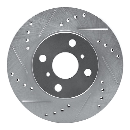 Dynamic Friction Co DFC Brake Rotor - Drilled and Slotted - Silver 631-76072L