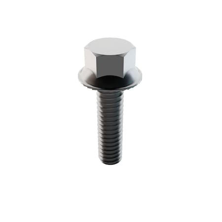 Zoro Select Not Graded, 1/4"-20 Serrated Flange Bolt, Plain Stainless Steel, 1 in L, 100 PK 32-SFH-25C-100