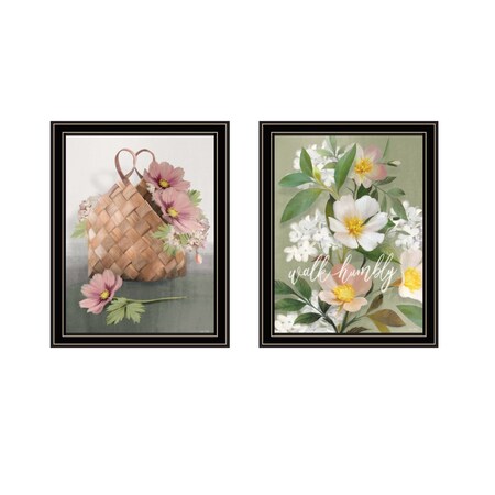 Homeroots Set Of Two Farmhouse Daisies Black Framed Print Wall Art, 2PK 407985