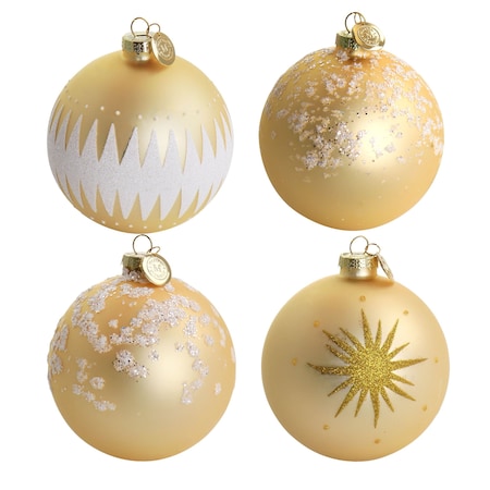 Martha Stewart Holiday Ball Ornament 4 Piece Set in Gold 97139.04