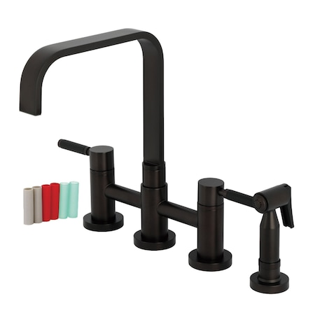 Kingston Brass Bridge Kitchen Faucet with Brass Sprayer, Oil Rubbed Bronze KS8255DKLBS