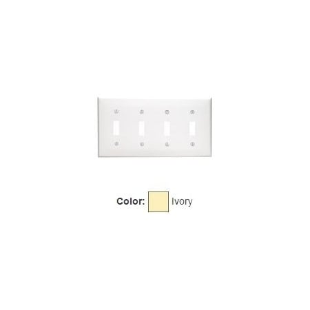 Leviton Switch Wallplate, Standard Size, Gang 4, Ivory 80712-I