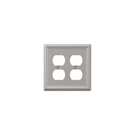 Amertac-Westek Chelsea Wall Plate, Brushed Nickel, Steel, 2 Duplex 149DDBN