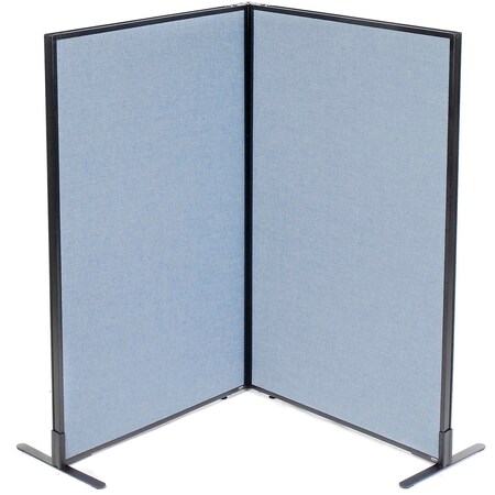 Global Industrial Interion Freestanding 2-Panel Corner Room Divider, 36-1/4"W x 60"H Panels, Blue 695028BL