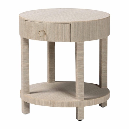 Bali & Pari Sadia Bohemian Woven Natural Grasscloth 1-Drawer Nightstand 254-14033-ZORO