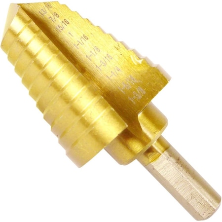 Neiko Titanium Step Drill Bit, 13/16 in - 1-0.375 in in 1/16 in Increments 10188A