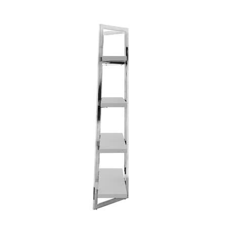 Homeroots 69" Light Gray Stainless Steel Four Tier Etagere Bookcase 544731
