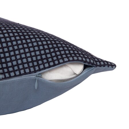 Homeroots 20" Blue and White Geometric Cotton Throw Pillow With Embroidery 549398