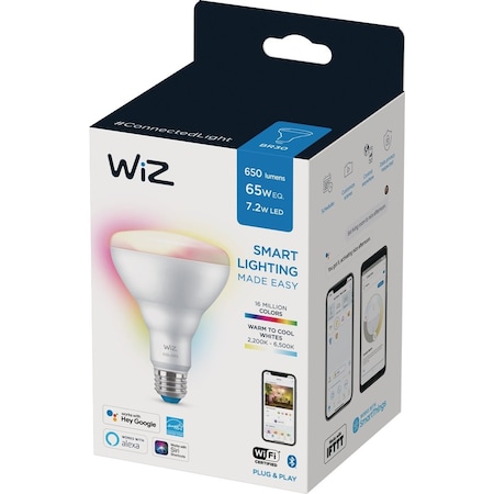 Wiz 65W Equivalent Color Changing BR30 Medium Indoor Dimmable LED Smart Floodlight Light Bulb 603456