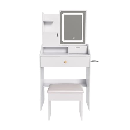 Homeroots 24" White Wood Lighted Two Drawer Dresser 714261