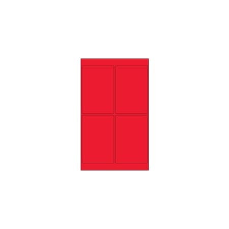 Bubblefast 4 x 6'' Fluorescent Red Rectangle Laser Labels-4 Labels per Sheet BFLL186RD
