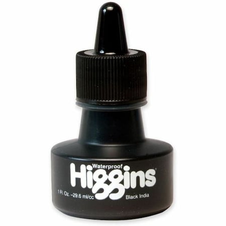 Chartpak Higgins, Waterproof Pigmented Drawing Ink, Black, 1oz Bottle 44201