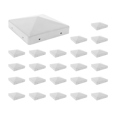 Nuvo Iron 6-in x 6-in USA White Eazy-Cap Steel Pyramid Post Cap - MP24 US-PCP12WECMP24