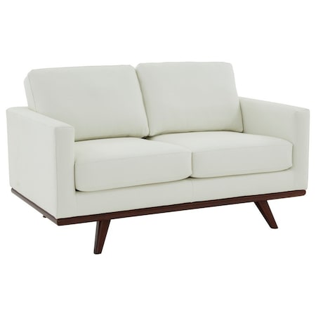 Leisuremod Chester Modern Leather Loveseat with Birch Wood Base, White CS58W-L