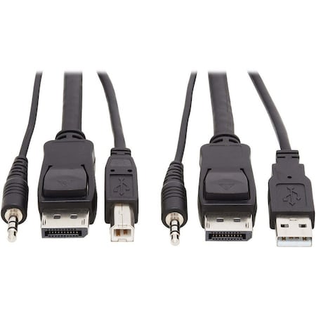 Eaton EATON Tripp Lite Series DisplayPort KVM Cable Kit, 3 in 1 - 4K DisplayPort, USB, 3.5 mm Audio P783-006