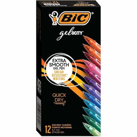 Bic Gel-ocity Xtra Smooth Pens, 0.7 mm, Assorted Colors, 12PK RGLCGA11-AST