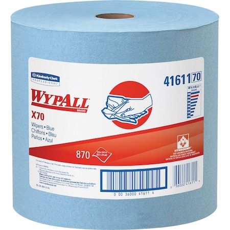 Wypall WypAll Power Clean X70 Medium Duty Cloths (41611), Jumbo Roll, Long Lasting, Blue, 1 Roll 41611
