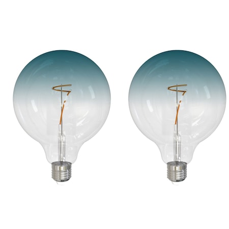 Bulbrite LED Filament, 4.5 Watt Dimmable G40 Light Bulb, Clear/Blue Finish, E26 Base, 3000K, 200 Lumens, 2PK 862111