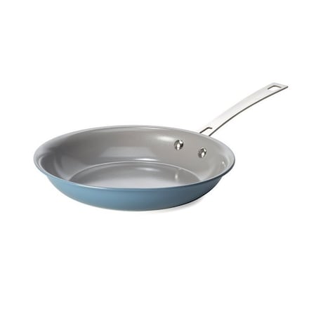 Ecolution Fry Pan, 9-1/2 in Dia, Aluminum, Dusty Blue, Ceramic-Coated, Non-Stick: Yes, Dishwasher Safe: Yes EL11057-AS