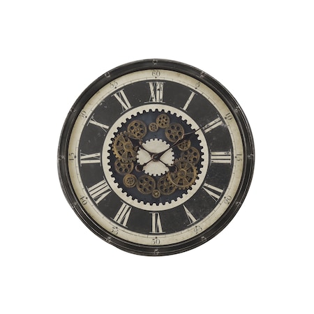 Monarch Specialties Clocks, 30'' Round, Gear Mechanism, Large Oversized, Wall Clock, Brown, Transitional I 9031