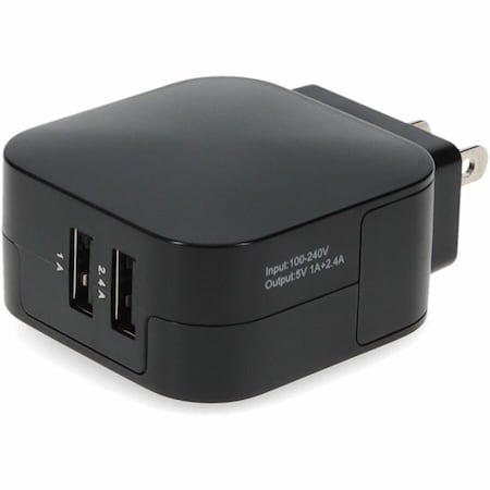 Add-On DUAL-PORT USB WALL CHARGER 5V 3.4A FOR USE WITH STANDARD US AC BLACK WALL PLUGS USAC22USB5V34A
