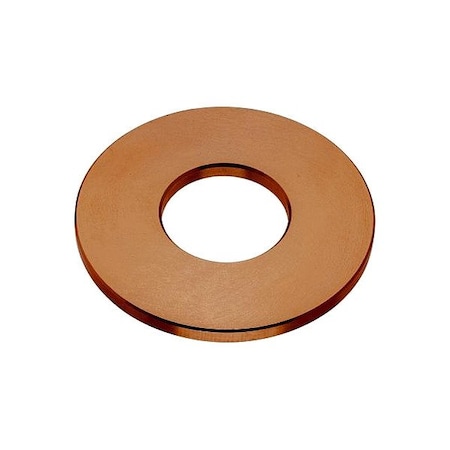 Zoro Select Flat Washer, For Screw Size 1 in , Copper Plain Finish WASB80RCU