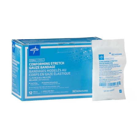 Medline Sterile Conforming Gauze Bandage, 1in x 75in, 96PK NON254955