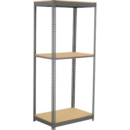 Global Industrial 3 Shelf, Commercial Duty Boltless Shelving, Starter, 48"W x 12"D x 48"H, Wood Deck B3165907