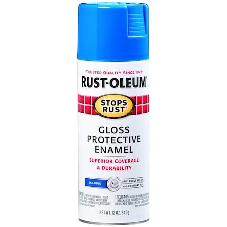 Rust-Oleum Spray Paint, Sail Blue, Gloss, Solvent, 12 oz 7724830