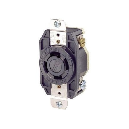 Leviton Flanged Locking Receptacle, L14-30R, 30 A, 125/250V AC, Single Phase, 3 Pole, Flush Mount, Black 2710-B