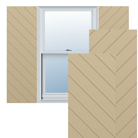Ekena Millwork 12W x 59H True Fit PVC Diagonal Slat Modern Style Fixed Mount Shutters, Natural Twine, PR TFP001DG12X059NT